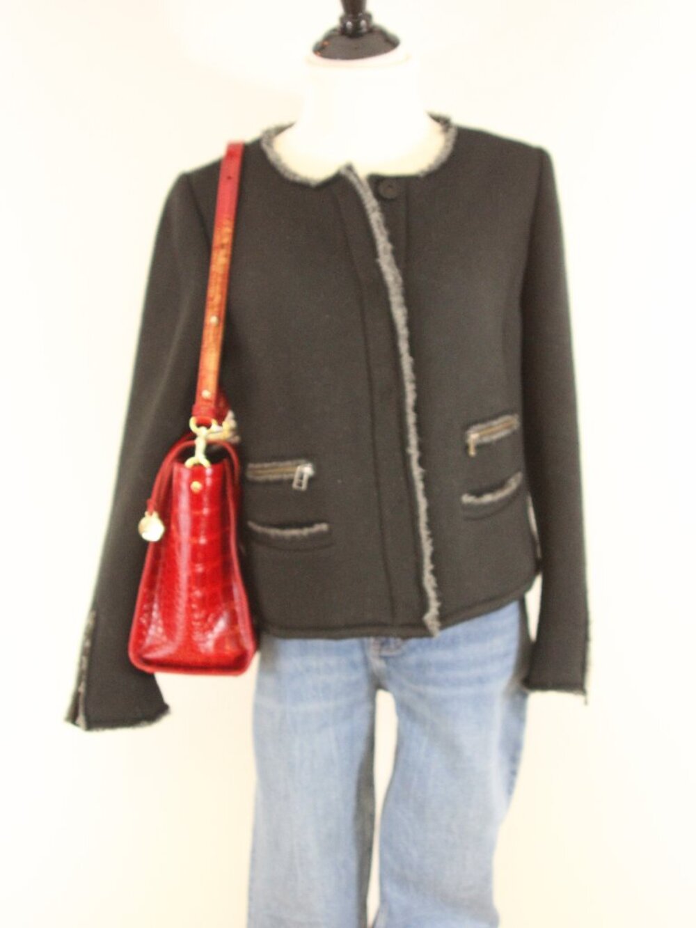 Sundance Black Wool Alpaca Sweater Lined Jacket M Boho Artisan Zip Pocket